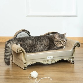 Arranhador para Gatos em Forma de Sofá 2 em 1 Arranhador para Gatos com Catnip para Interior 60x29,5x29 cm Bege