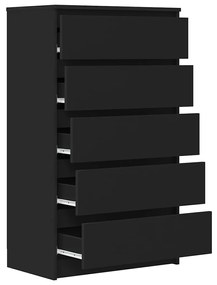 Armário de gavetas 60x36x103 cm derivados de madeira preto