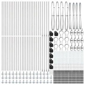 Postes de cerca com bases - 52 pcs, Ø32mm, 110cm, em aço galvanizado.