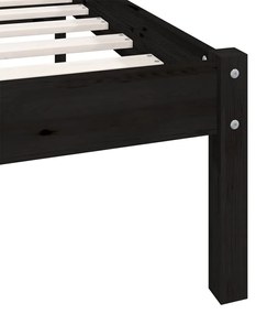 Estrutura de cama casal 135x190 cm pinho maciço preto