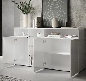 Aparador "Melinda" com Luzes LED - 150x82x40 cm - Branco Brilhante - D