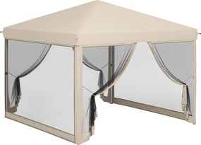 Outsunny Tenda Dobrável 3x3 m Tenda de Jardim para Exterior com Rede Mosquiteira Bolsa de Transporte Estrutura de Aço e Tecido Oxford Bege | AOSOM Portugal