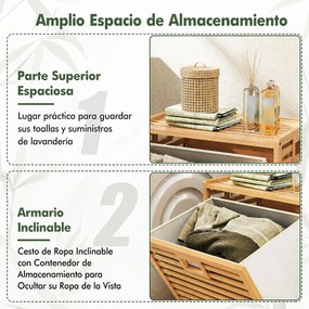 Cesto para Roupa Suja, 50 x 35 x 64 cm, Abertura Frontal, Cor Nogueira
