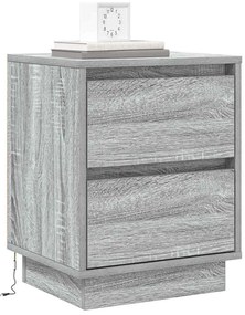 Criado-Mudo com Luzes LED Cinza Sonoma 39x34,5x50 cm