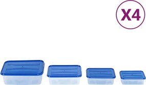 vidaXL Recipientes para alimentos com tampas 16 pcs PP