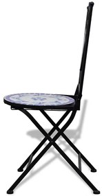Cadeiras de bistrô dobráveis 2 pcs cerâmica azul e branco