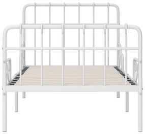 Estrutura de cama com estrado de ripas 90x200 cm metal branco