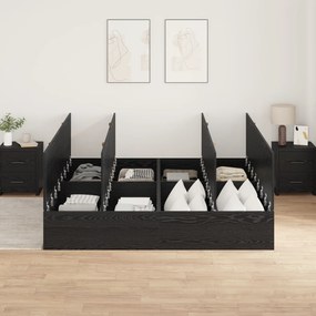 Cama de Armazenamento vidaXL Preto Carvalho 200x200 cm