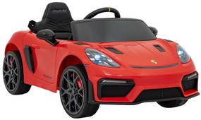 Carro elétrico para Crianças 12V Porsche Spyder RS 718, Rodas Espuma EVA, assento couro ecológico Carga até 30 kg Vermelho