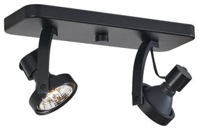 Foco de teto de design preto GU10 70mm 2-luzes ajustável - Vo Design