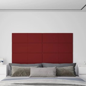 344118 vidaXL Painel parede 12 pcs 90x30 cm tecido 3,24 m² vermelho tinto