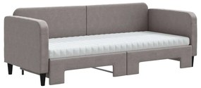 Sofá-cama c/ gavetão/colchões 80x200cm tecido cinza-acastanhado