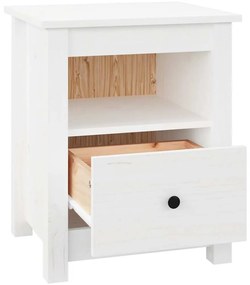 Mesas de cabeceira 2 pcs 40x35x49 cm pinho maciço branco
