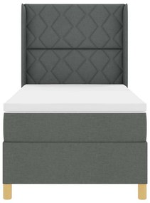 Cama Box com Colchão e LED vidaXL Cinza Escuro 100x200 cm Tecido