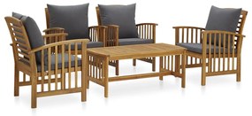 vidaXL 5 pcs conjunto lounge de jardim com almofadões acácia maciça