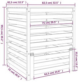 Caixote de compostagem 82,5x82,5x99,5cm pinho maciço branco