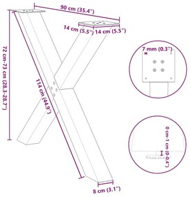 Pernas p/ mesa de jantar 3 pcs forma X 90x(72-73) cm aço branco