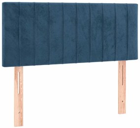 Cama box spring colchão LED 120x190cm couro artif. azul-escuro