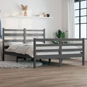 vidaXL Estrutura de cama 140x200 cm pinho maciço cinzento