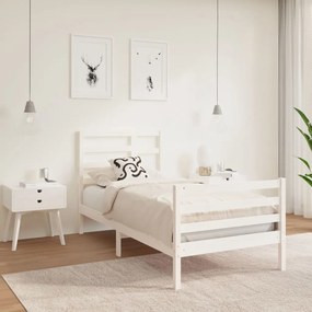 3105826 vidaXL Estrutura cama de solteiro 90x190 cm madeira maciça branco