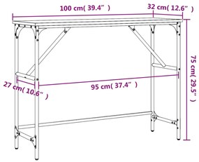 Mesa consola 100x32x75 cm derivados madeira carvalho castanho