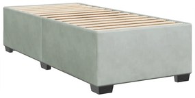 Cama com molas/colchão 100x200 cm veludo cinza-claro