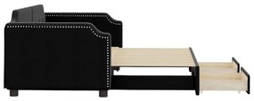Sofá-cama com gavetão e gavetas 90x190 cm tecido preto