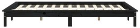 Estrutura de cama de casal 135x190 cm pinho maciço preto