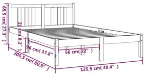 Estrutura de cama 120x200 cm madeira maciça castanho mel