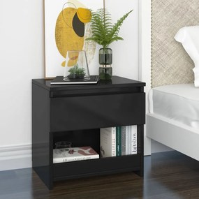 vidaXL Mesa de cabeceira 40x30x39 cm contraplacado preto brilhante