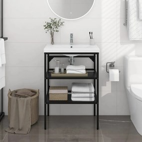 338488 vidaXL Estrutura p/ lavatório casa de banho ferro 59x38x83 cm preto