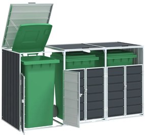 vidaXL Abrigo para 3 caixotes do lixo 216x81x115 cm aço antracite