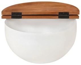 Mesa de centro 50x27 cm madeira recuperada maciça branco