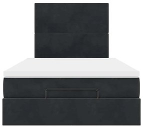 Estrutura de cama otomana com colchões 120x200 cm veludo preto
