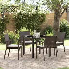 vidaXL Conjunto de Jantar para Jardim 5 pcs Castanho Rattan Sintético