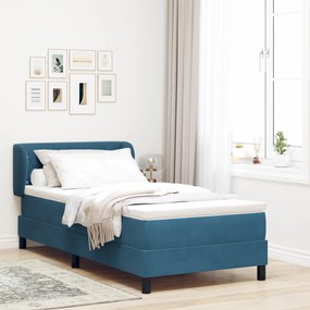 Cama Box com Colchão vidaXL Azul Escuro 90x200 cm Veludo