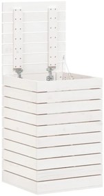 Cesto de roupa suja 44x44x66 cm madeira de pinho maciça branco