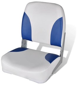 90419 vidaXL Assento barco dobrável + encosto, branco e azul, 41 x 36 x 48 cm