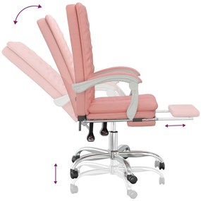 Cadeira de escritório reclinável couro artificial rosa