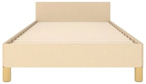 Estrutura de cama c/ cabeceira 100x200 cm tecido cor creme