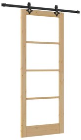 Porta Deslizante com Conjunto de Hardware - 83x211 cm - Madeira de Pin