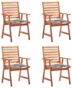 vidaXL Cadeiras de jantar p/ jardim 4 pcs c/ almofadões acácia maciça