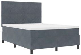 Cama Box com Colchão e LED VidaXL Cinza Escuro 140x200 cm Veludo