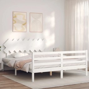 Estrutura de cama com cabeceira 160x200 cm madeira maciça