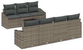 Conjunto de Sofá de Jardim de 8 Peças com Almofadas de Rattan Sintétic