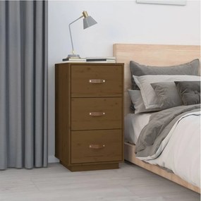 vidaXL Mesa de cabeceira 40x40x75 cm pinho maciço castanho mel