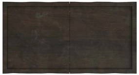 Tampo de mesa com bordas vivas maciço tratado castanho-escuro