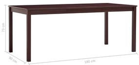 Mesa de jantar 180x90x73 cm madeira de pinho castanho-escuro