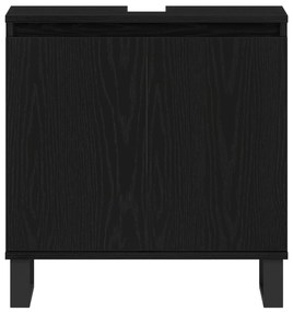 Gabinete de Lavabo vidaXL Preto Carvalho 58x33x60 cm Madeira Engenhari