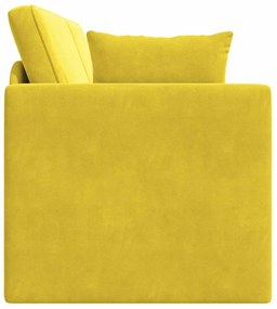 Sofá-Cama de Chão 2 em 1 Amarelo 213x144x60 cm Veludo